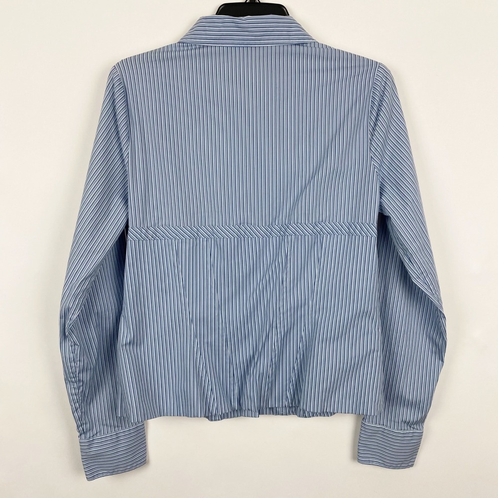 White‎ House Black Market Corset Poplin Boned Button Down Shirt Womens 12 Blue - Picture 2 of 8